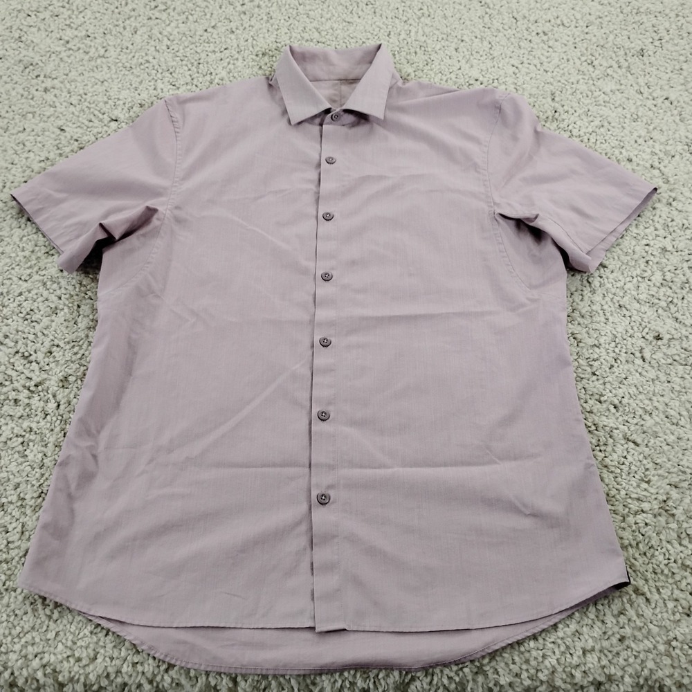 Lululemon Shirt Mens Large Pink Short Sleeve Button Airing Easy Performance Prep